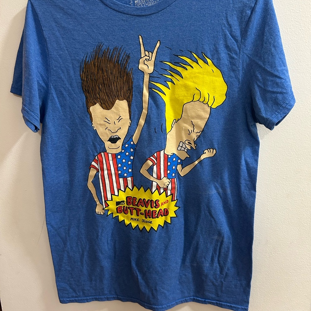 Beavis and ButtHead Graphic T Shirt Mens Size Medium Blue MTV‎ Mike Judge